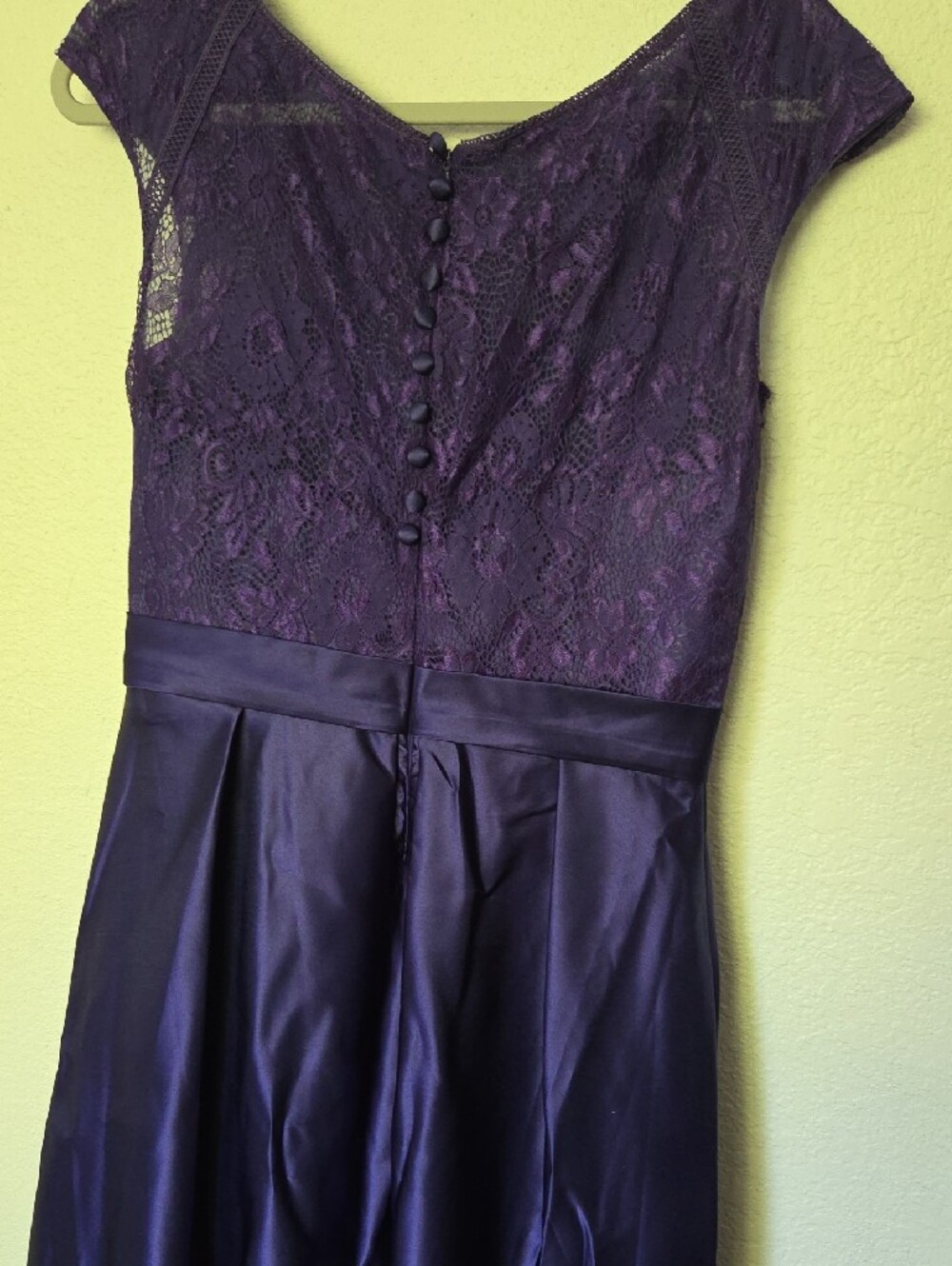 Elegant Purple Lace & Satin Evening Dress with Rhinestone Belt - Picture 8 of 8